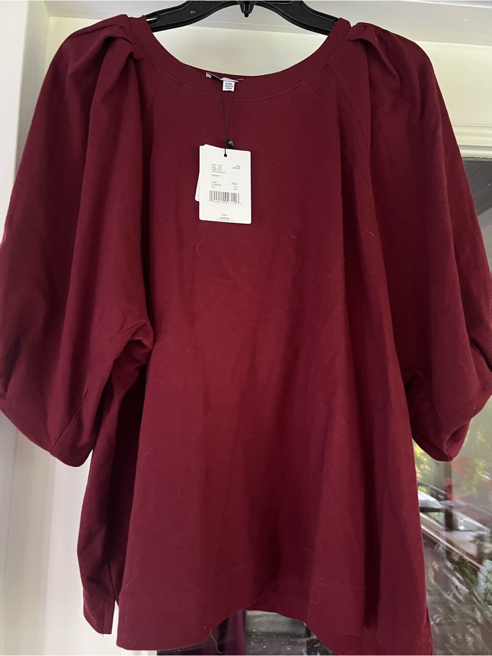 Gibson Latimer Berry Puff Sleeve Crewneck
